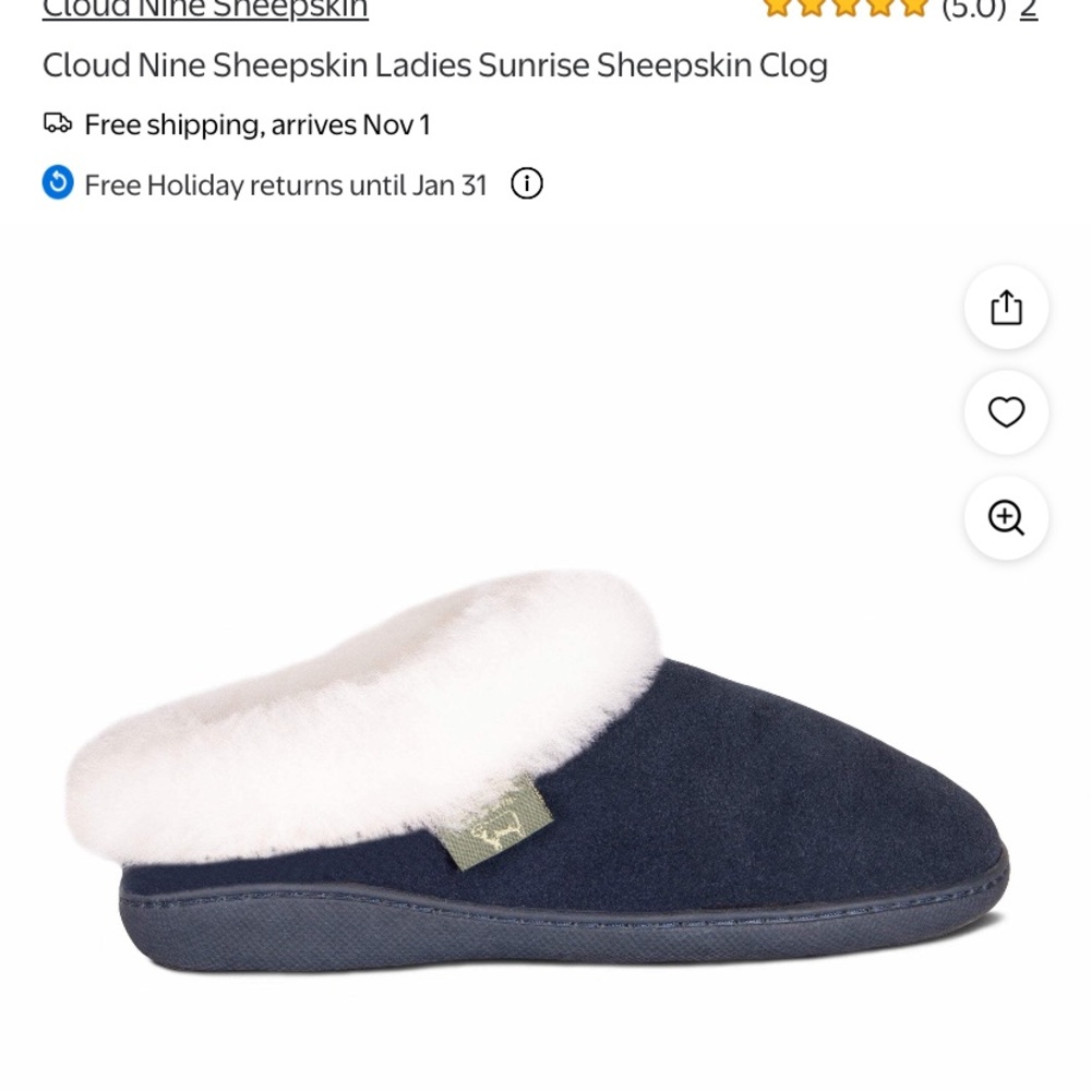 Cloud 9 Navy and White Sheepskin Clogs